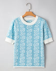Leilani Floral Crewneck Short Sleeve Sweater