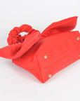 Nylon Top Handle Bag with Bow Front Clutch