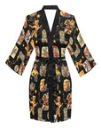 Vintage Cowgirl College Satin Kimono Robe