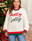 Plus Size Christmas Holly Jolly Colorblock Edge Sweater