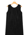Solid Corduroy Sleeveless Pocketed Mini Dress