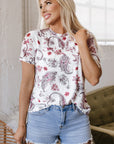 Elia Vintage Paisley Mock Neck Top