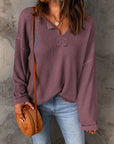 Solid Waffle Knit Long Sleeve Top