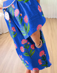 Floral Split Neck Mini Dress