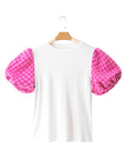 Aleena Contrast Tweed Puff Sleeve Top