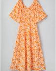 Eileen Floral V Neck Wide Sleeve Maxi Dress