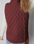 Quilted Zip-Up Snap Button Pocketed Vest