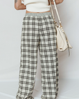 Plaid Patchwork Wide Leg Pants