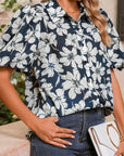 Floral Puff Sleeve Buttoned Shirt