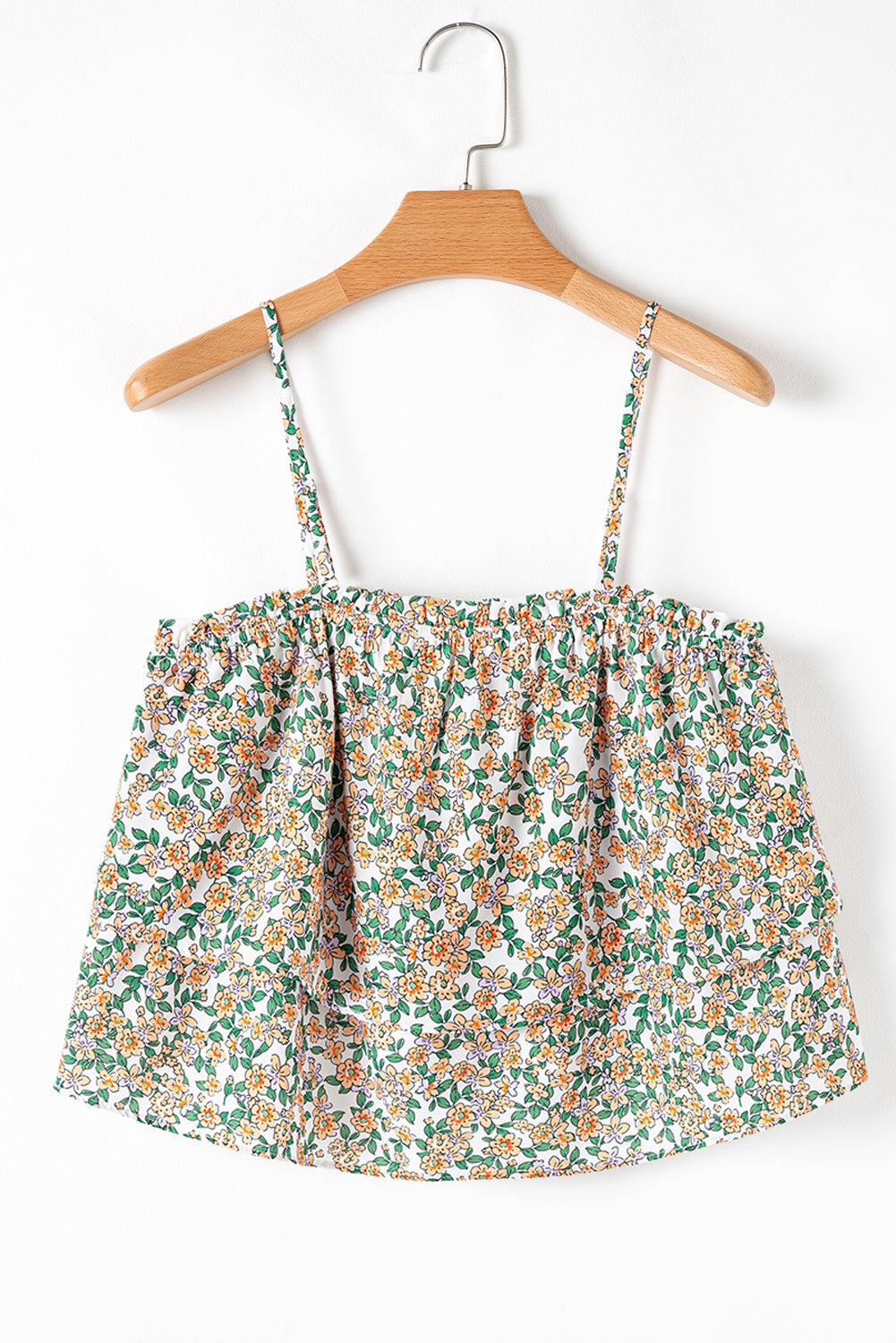 Kaiya Floral Spaghetti Strap Ruffle Summer Tank Top