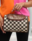 Black Checkered Zipper Makeup Bag
