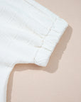 Contrast Stripe Textured Short Sleeve Blouse