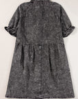 Denim Mineral Wash Buttoned Dress