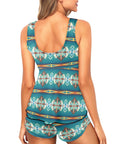 Teal Aztec Tankini & Boy Shorts Swim Set