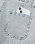Scalloped Acid Wash High Waist Denim Shorts