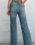 Amyra Double Button Patch Pocket Flare Leg Jeans