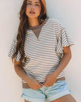 Alexia Striped Ruffle Short Sleeve Top