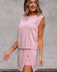 Aria 2 Pieces Mineral Wash Cotton Tank Top Lined Split Skirt Set