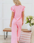 Elaine Textured Pearled Ruffled Sleeve Set