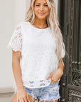 Kataleya Crochet Lace Short Sleeve Blouse