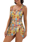Vintage Rodeo Poster Skirted Swimsuit