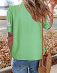 Floral Ric-Rac Puff Sleeve Shirt