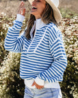 Quinn Stripe Zip Up Collar Sweater