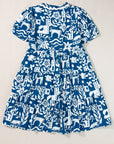 Halle Ricrac Trim Split Neck Floral Loose Dress