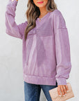 Solid Bow Patchwork Mineral Wash Sweatshirt