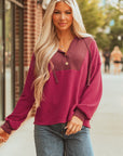 River Waffle Hooded Long Sleeve Top