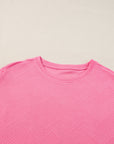 Solid Textured T-Shirt and Drawstring Pants Set
