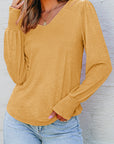 Andrea Shirred Shoulder Frilled Cuffs Long Sleeve Top