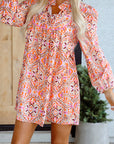 Abstract Long Sleeve Mini Dress