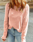 Daisy Textured Round Neck Long Sleeve Top