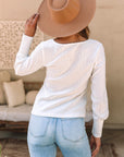 Mabel Ribbed Bishop Sleeve Round Neck Top