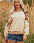Logan Aztec Patchwork Raglan Pullover Sweatshirt