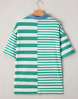 Ari Stripe Half Buttons Top
