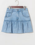 Avani Bubble Hem Denim Mini Skirt