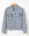 Denim Bow Light Wash Raw Hem Jacket