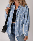Star Light Wash Raw Hem Denim Jacket