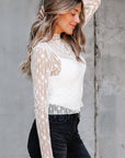 Floral Sheer Lace Long Sleeve Top