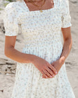 Robin Frilly Shirred Bodice Tiered Floral Maxi Dress
