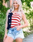 Stars and Stripes Flag Pattern Knitted Tank