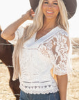 Julie Lace Crochet Hollowed Scallop Blouse