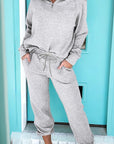 Solid Quarter-Zip Top and Drawstring Pants Set