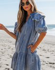 Emory Ruffled Collared Side Pockets Dress