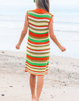 Elliot Eyelet Sleeveless Buttoned Split Neck Sweater Dress