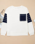 Colorblock Reverse Seam Patch Pocket Drop Shoulder Sweatshirt