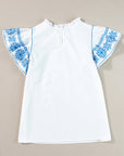 Vienna Embroidered Ruffled Sleeve Blouse