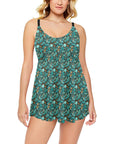 All Turquoise Swim Dress & Shorts Set